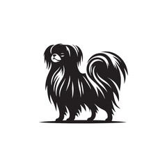 Elegant Japanese Chin dog silhouette vector illustration featuring the graceful outline of this toy breed, perfect for pet lovers, graphic designers, decals, logos, prints, and decor.

