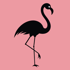 Fototapeta premium flamingo-standing-on-one-leg-silhouette-vector--.eps
