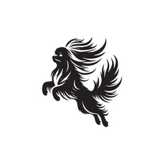 Elegant Japanese Chin dog silhouette vector illustration featuring the graceful outline of this toy breed, perfect for pet lovers, graphic designers, decals, logos, prints, and decor.
