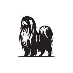 Fototapeta premium Elegant Japanese Chin dog silhouette vector illustration featuring the graceful outline of this toy breed, perfect for pet lovers, graphic designers, decals, logos, prints, and decor. 