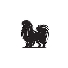 Elegant Japanese Chin dog silhouette vector illustration featuring the graceful outline of this toy breed, perfect for pet lovers, graphic designers, decals, logos, prints, and decor.
