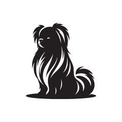 Elegant Japanese Chin dog silhouette vector illustration featuring the graceful outline of this toy breed, perfect for pet lovers, graphic designers, decals, logos, prints, and decor.
