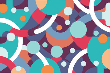 Modern geometric abstract art with colorful overlapping shapes and transparency