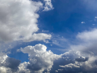 blue sky with clouds, sun 