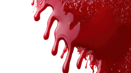 Red paint drip splash isolated on transparent background. PNG