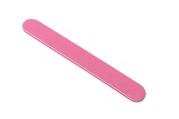 Pink nail care tool resting on transparent surface, enhancing cosmetic design concepts