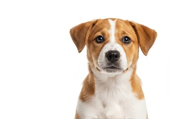 Dog Looking Directly at Camera on White Background