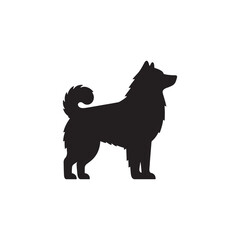 
Karelian Bear Dog silhouette, fierce hunting dog outline, Finnish breed vector, strong canine profile, wild nature companion, bold black shape, outdoor dog design, wildlife protector illustration.
