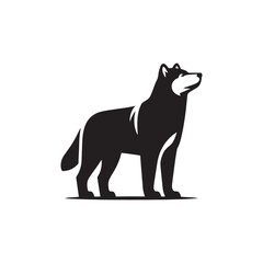 
Karelian Bear Dog silhouette, fierce hunting dog outline, Finnish breed vector, strong canine profile, wild nature companion, bold black shape, outdoor dog design, wildlife protector illustration.
