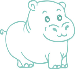 Hippo cartoon outline