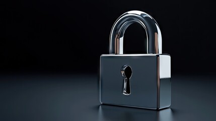 Fototapeta premium Chrome padlock on a dark background.