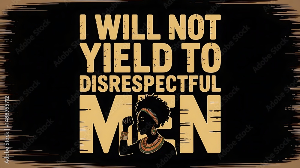 Fototapete juneteenth-themed design with the strict, capitalized quote i will not yield to disrespectful men, j