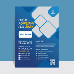 Flat design school admission poster