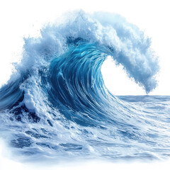 Blue ocean wave isolated on transparent background. PNG The Environment