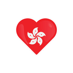 Heart Shaped Hong Kong Flag Icon Vector Design.