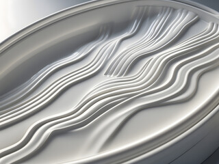 Obraz premium Abstract Wave Relief: A close-up view of an artistic, elegant wave pattern carved into a smooth, minimalist surface, creating a sense of fluidity and motion with its intricate details.