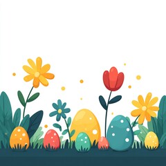 spring meadow with hidden Easter eggs 
