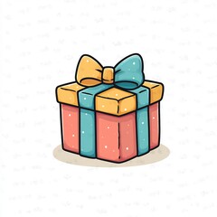 gift box with ribbon cartoon style