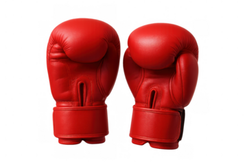 Boxing gloves ready for a boxing match, competition or training, isolated on transparent background