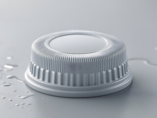 Bottle cap: a close-up, showcasing a pristine, silver bottle cap, accentuated by subtle water droplets that enhance its clean aesthetic.