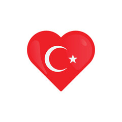 Heart Shaped Turkey Flag Icon Vector Design.