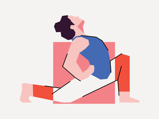 Young woman practicing yoga, exercising, wearing sportswear Vector illustration isolated background