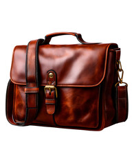 Messenger bag with a vintage leather look isolated on transparent background
