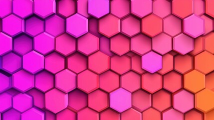 A 3D rendering of a honeycomb pattern with alternating pink and orange hexagons.