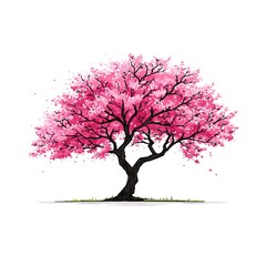 Obraz premium cherry blossom tree in full bloom on white background
