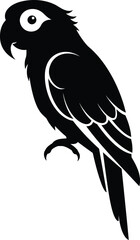 Obraz premium black and white, high contrast, minimalist, geometric bird, simple parrot illustration, silhouette, vector art 