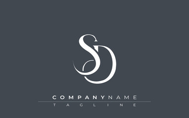 Initial SD Logo Design Vector. Elegant Monogram Logo Design with Decorative Elements and Typography