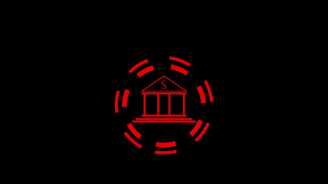 
House with dollar sign logo design Animation video and black background .