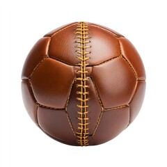 Old leather soccer ball with stitches, icon