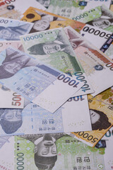 Paper money, South Korean banknotes as a financial business background