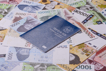 Korean passport for travelling, flying and doing business. South korea document