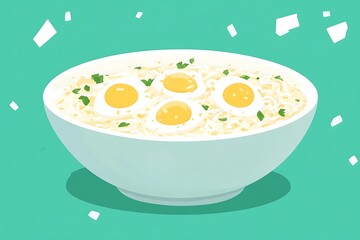 Egg noodle bowl with herbs minimal