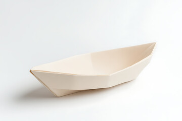 Paper Boat: A simple, handcrafted paper boat floating serenely in a white space. Minimalist, creative, evoking dreams of childhood adventures. #PaperBoat #Origami