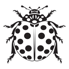 Ladybug silhouette line art vector illustration with a white background, ladybug icon, ladybug silhouette vector