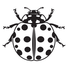 Ladybug silhouette line art vector illustration with a white background, ladybug icon, ladybug silhouette vector