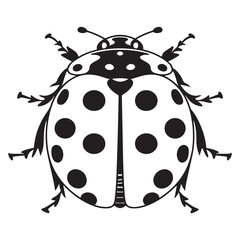 Ladybug silhouette line art vector illustration with a white background, ladybug icon, ladybug silhouette vector