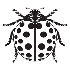 Ladybug silhouette line art vector illustration with a white background, ladybug icon, ladybug silhouette vector