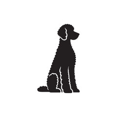 Labradoodle dog silhouette showcasing curly coat, friendly posture, playful and intelligent nature, medium-sized companion, loyal and affectionate pet, energetic, hypoallergenic breed, joyful and lovi