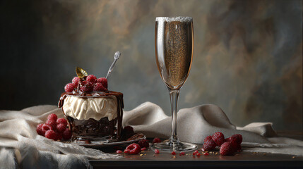 dessert in champagne glass