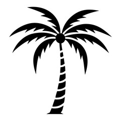 Obraz premium Black silhouette of a tropical palm tree design on a white background
