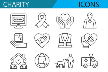 Donation, Medical Aid, and Community Support Symbols for Charity Projects