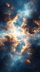 Fototapeta premium Galactic explosion outer space digital art cosmic clouds wide angle nebula concept for astronomical wonder