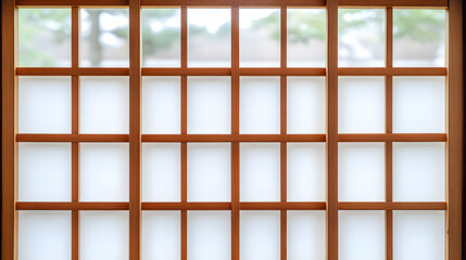 Wooden Frame Window Design with Frosted Glass Panels