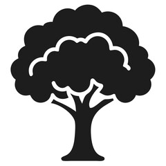 Elegant black oak tree silhouette design with textured foliage for creative projects