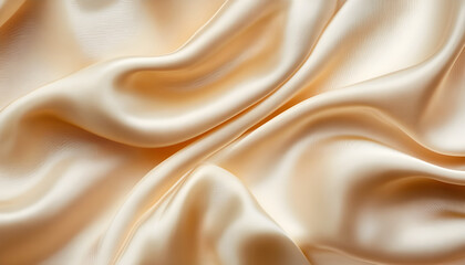 Obraz premium Texture of beige fabric as background, top view