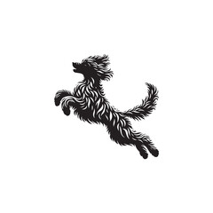 Labradoodle dog silhouette showcasing curly coat, friendly posture, playful and intelligent nature, medium-sized companion, loyal and affectionate pet, energetic, hypoallergenic breed, joyful and lovi